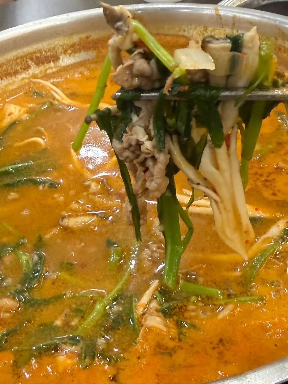 Plate of minari and oyster mushrooms