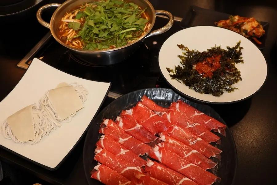 Dipping sauce for shabu meat prepared at the table