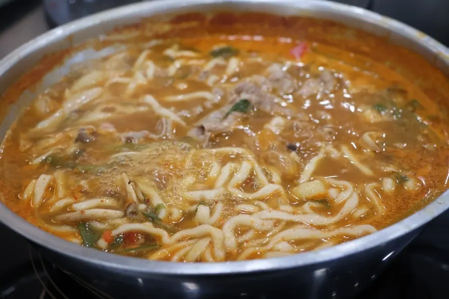 House-made kalguksu noodles boiled in the broth