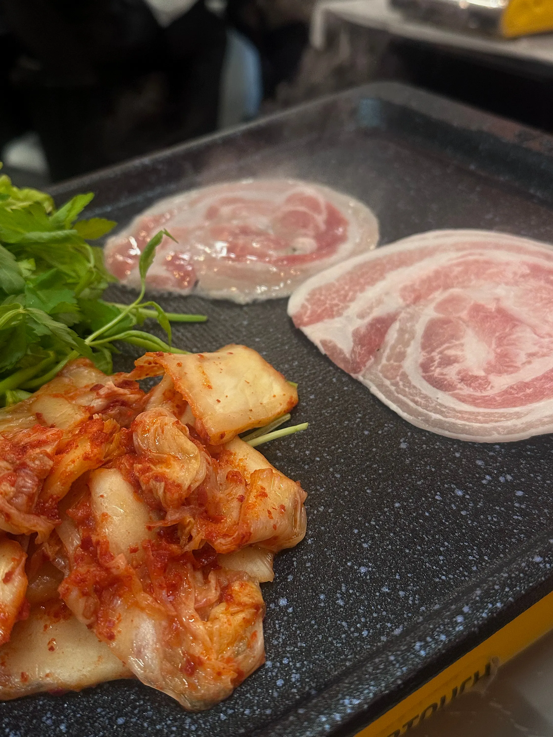 Self-grilling frozen pork belly