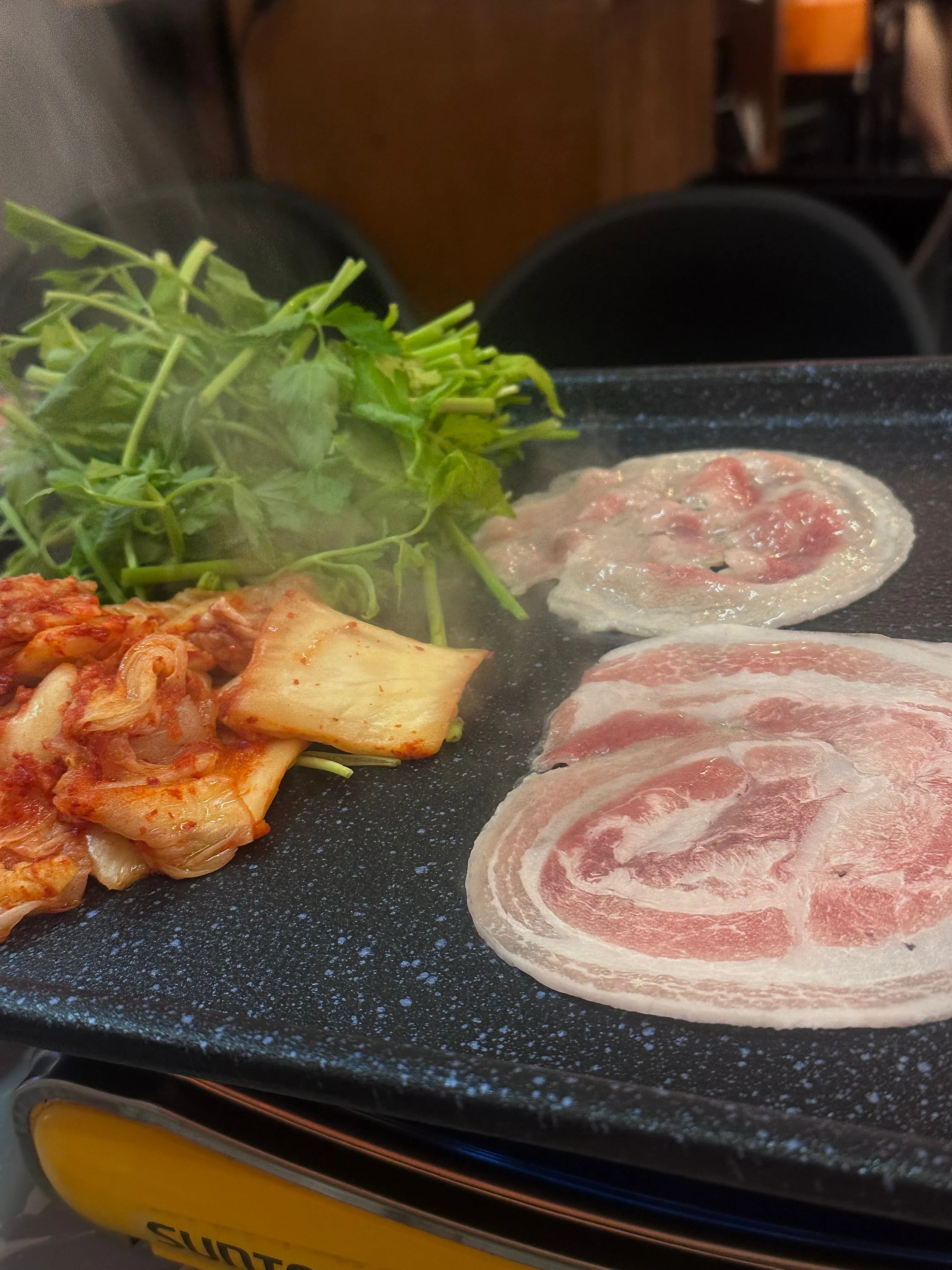 Thin frozen pork belly that cooks quickly