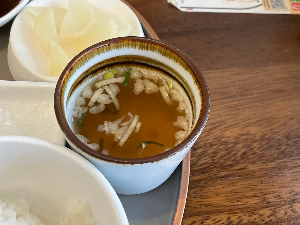 Lightly spicy soup with the hirekatsu meal