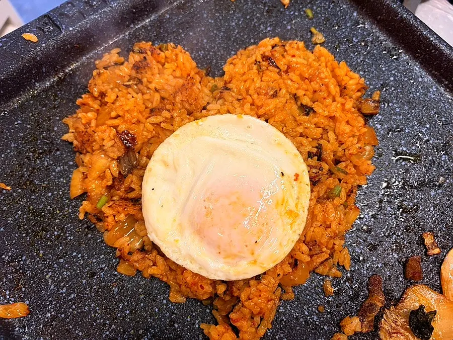 Minari fried rice shaped into a heart