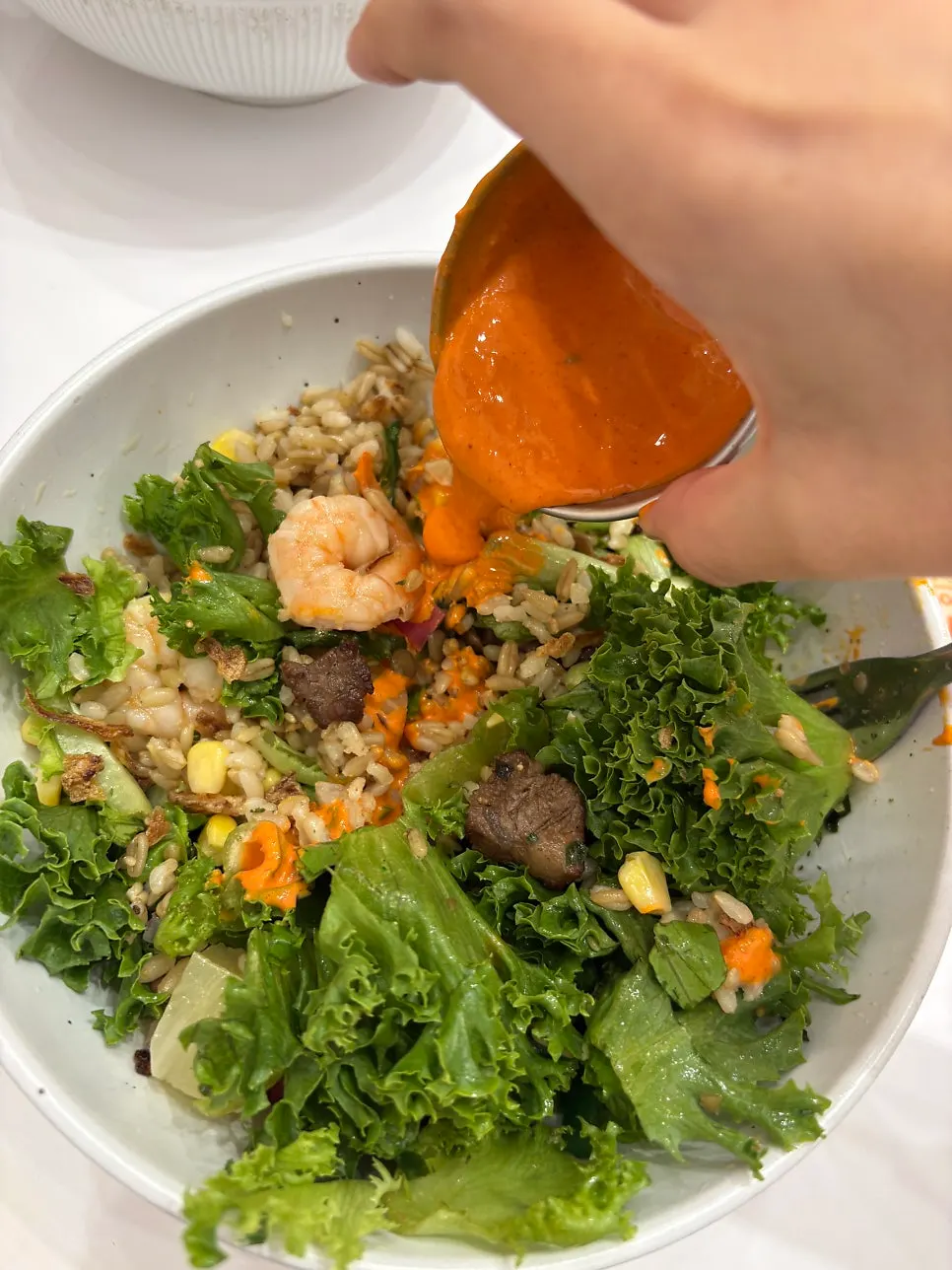 Close-up of grilled shrimp on the Garlic Shrimp Poke