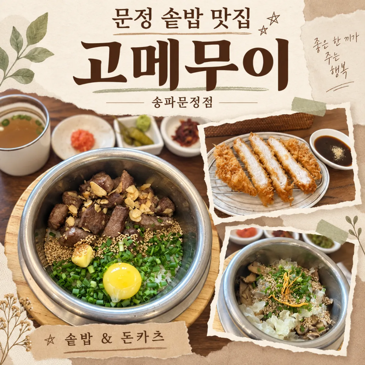 Pot rice and tonkatsu spread at Gome Mui Songpa Munjeong