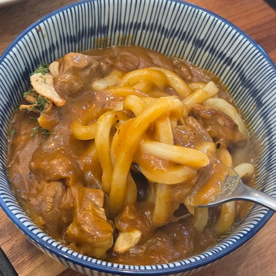 소고기 카레를 올린 미니카레우동