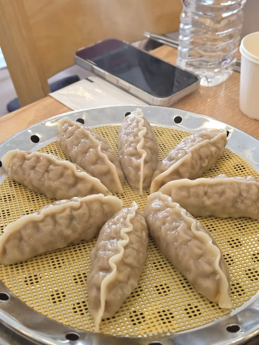 속이 꽉 찬 갈비만두 단면