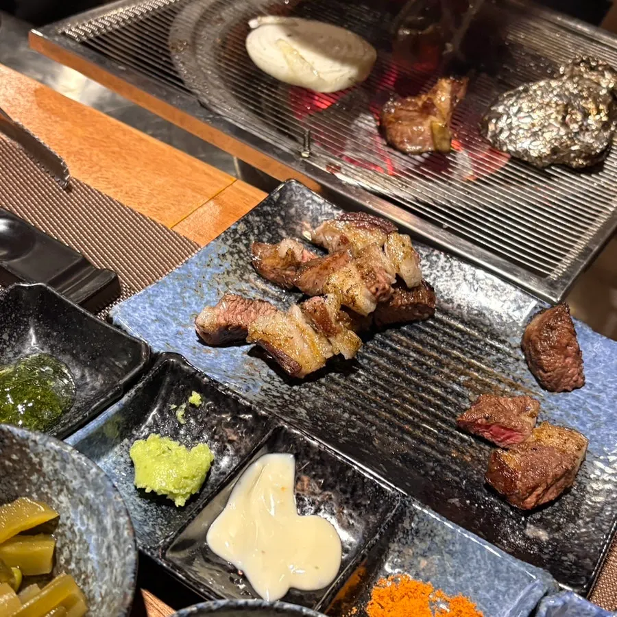 Shoulder rack cooking on the grill