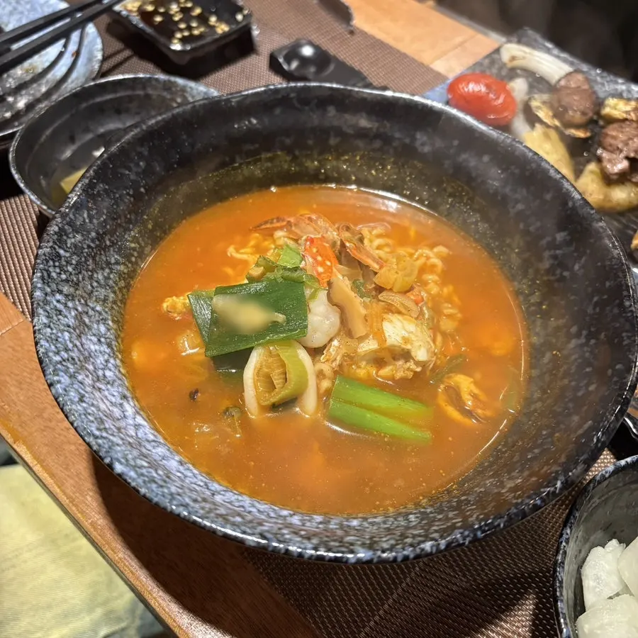 Seafood ramyeon at Yangnam Yanghwa loaded with seafood