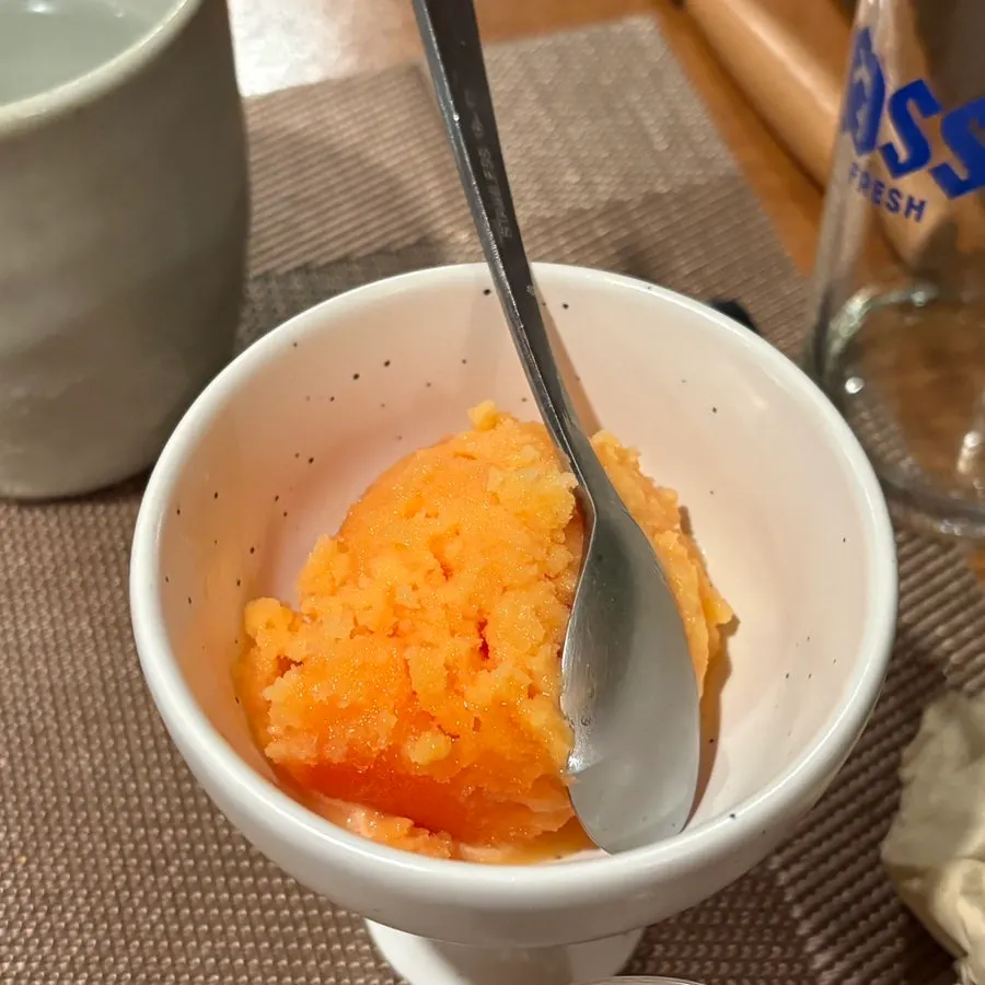 Sherbet dessert served after the meal