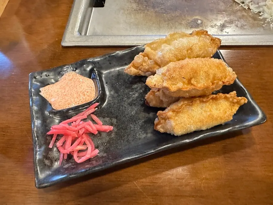 Mentaiko gyoza served with cod roe sauce at Jojo Mullae Branch