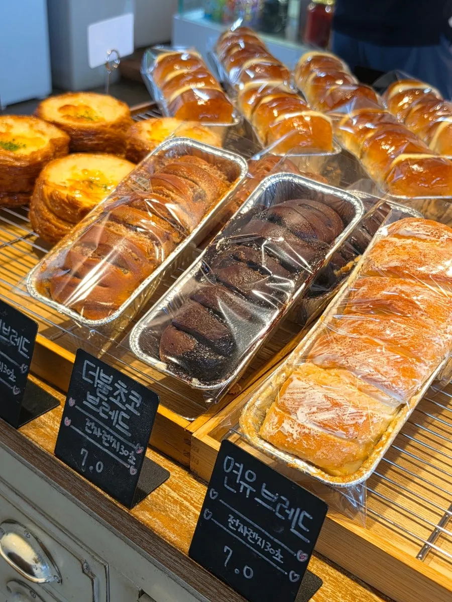 Display case with various desserts