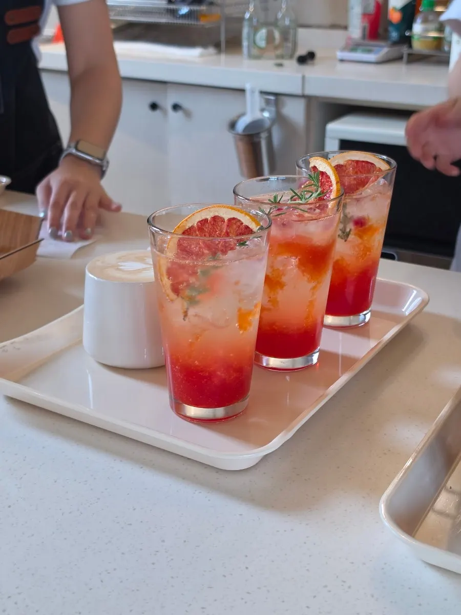 Grapefruit ade served on a tray