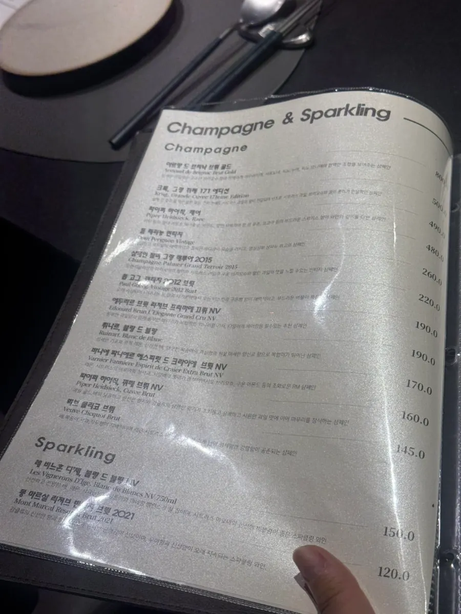 A page of MUSEO's drinks menu