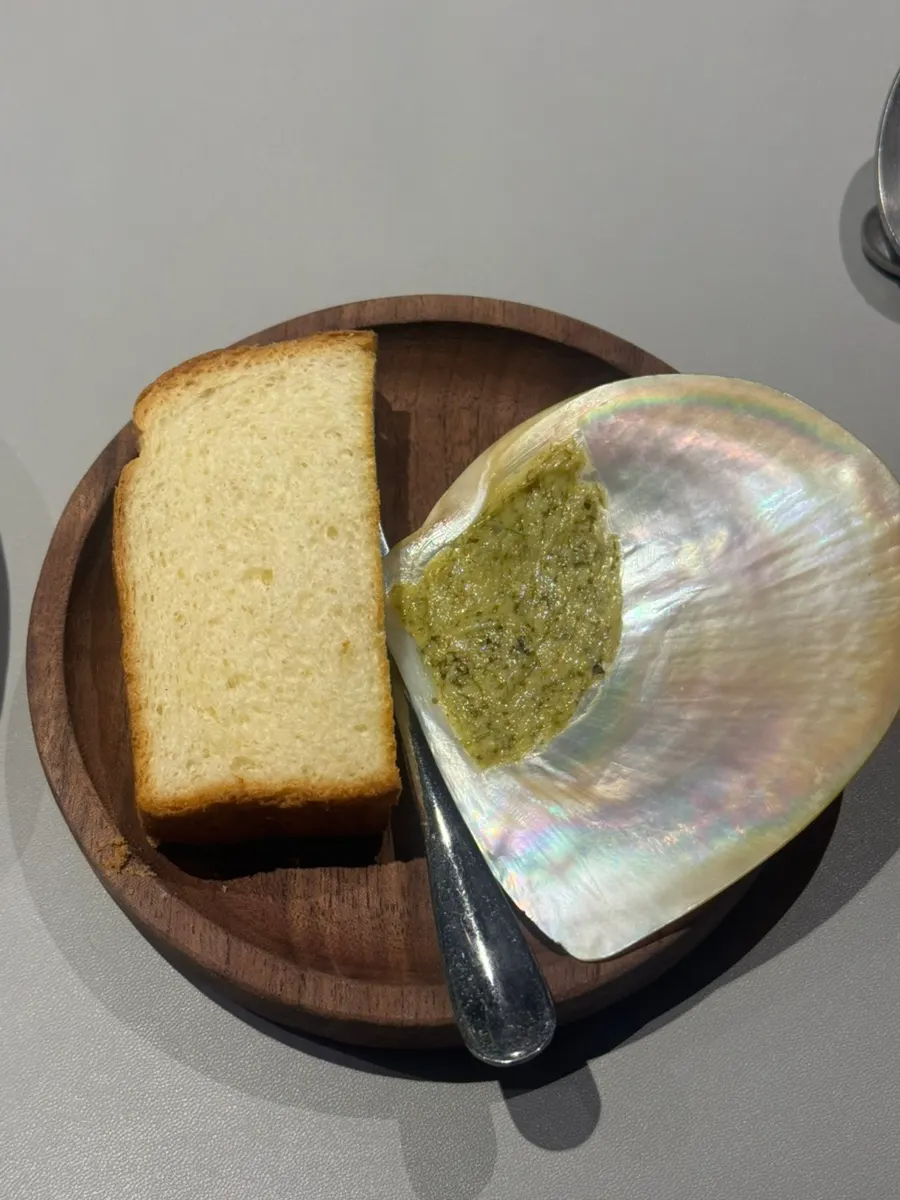 Plate of brioche and kelp soy sauce butter