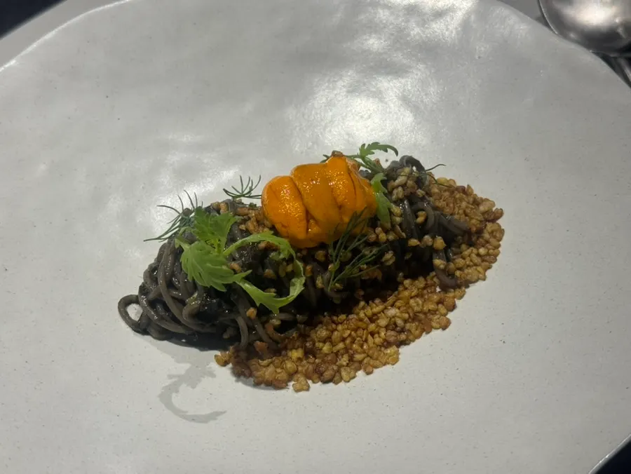 Bongpyeong buckwheat noodles topped with sea urchin roe
