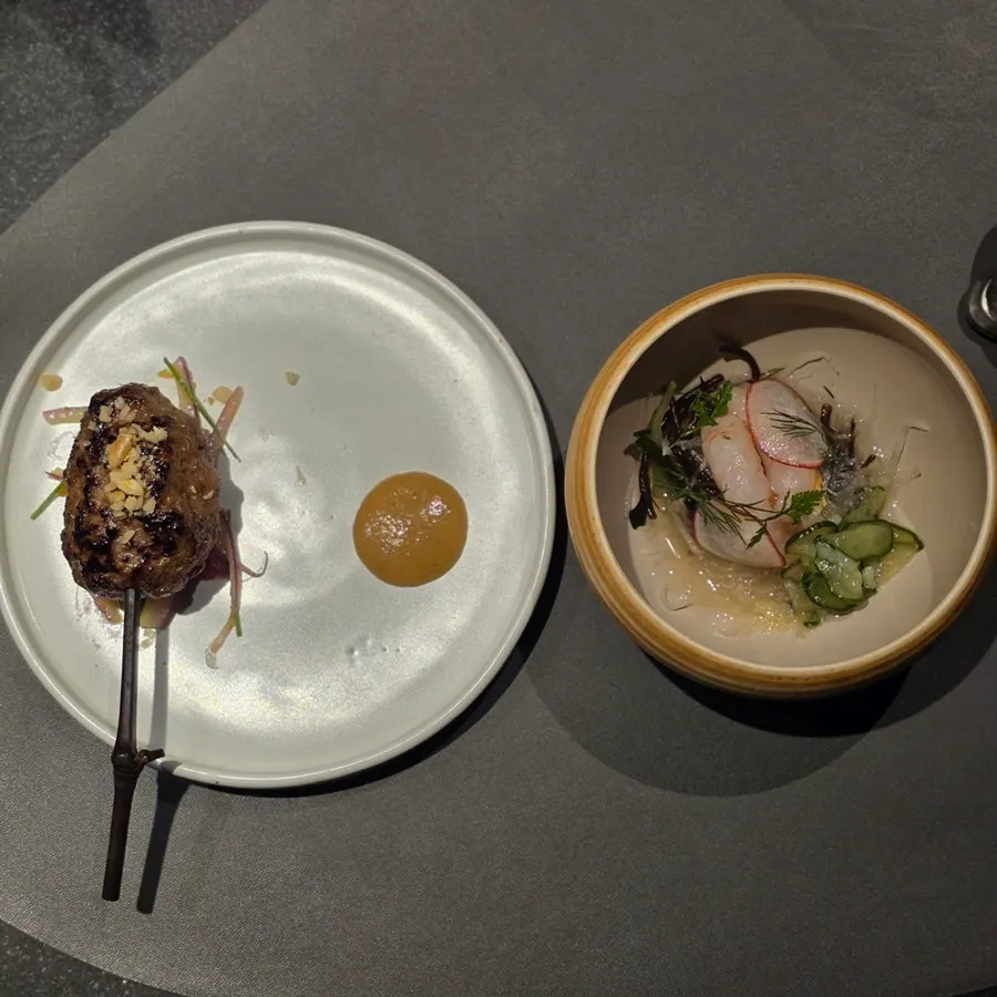 MUSEO's hanwoo tteokgalbi served with doenjang mustard sauce