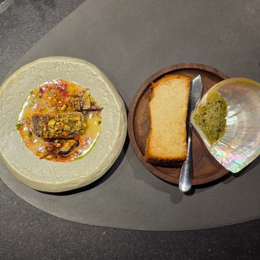 Steamed Spanish mackerel and other dishes from the MUSEO course