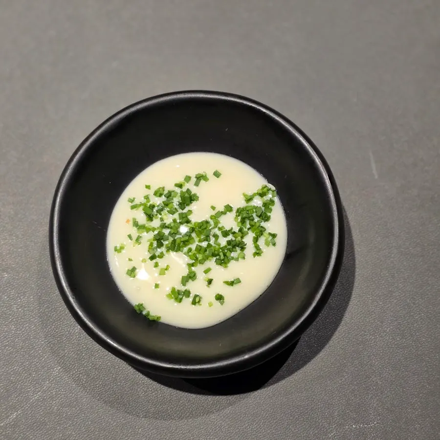 MUSEO's gim pesto buckwheat noodles topped with sea urchin
