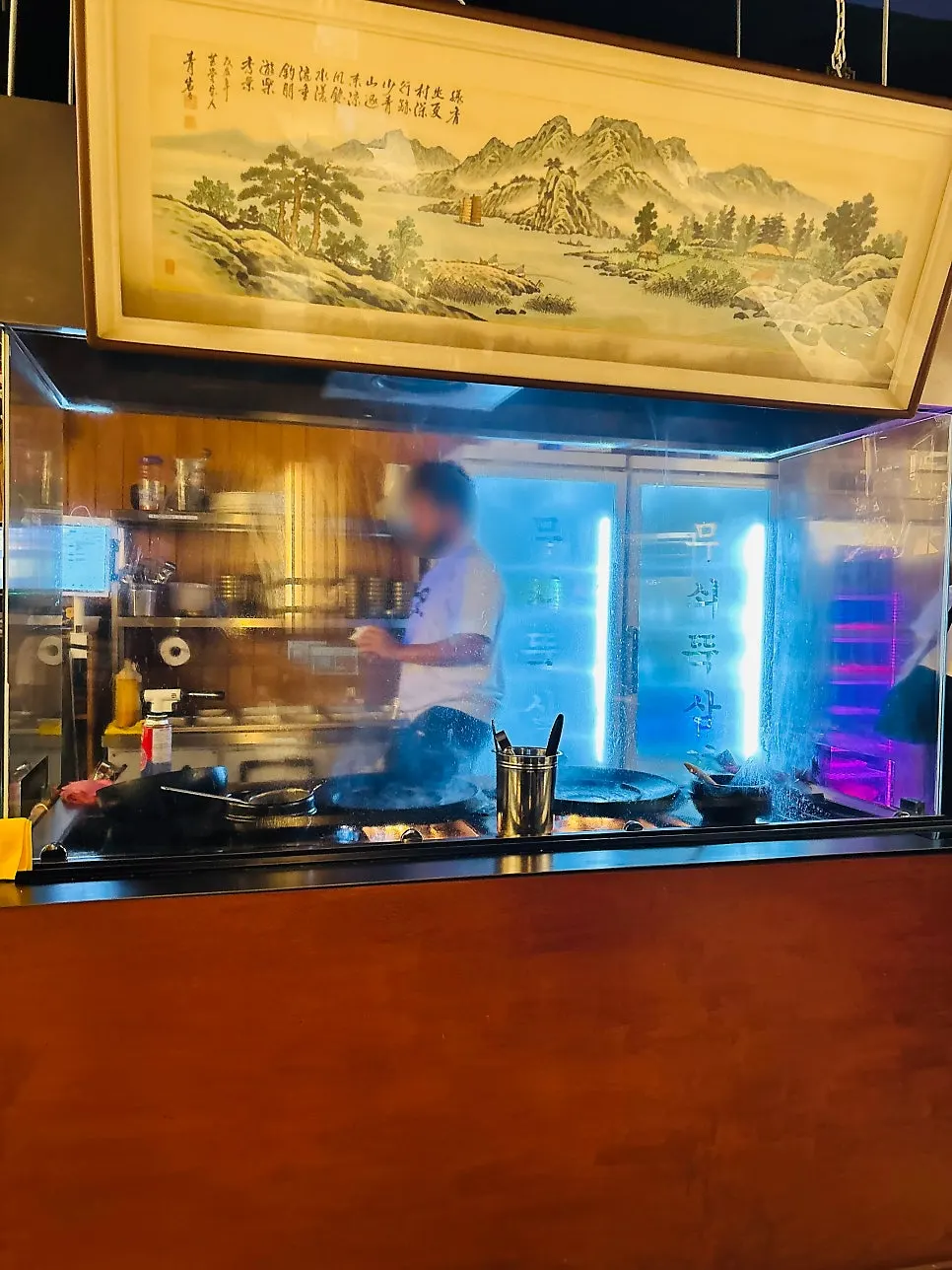 주문한 고기 세트 상차림
