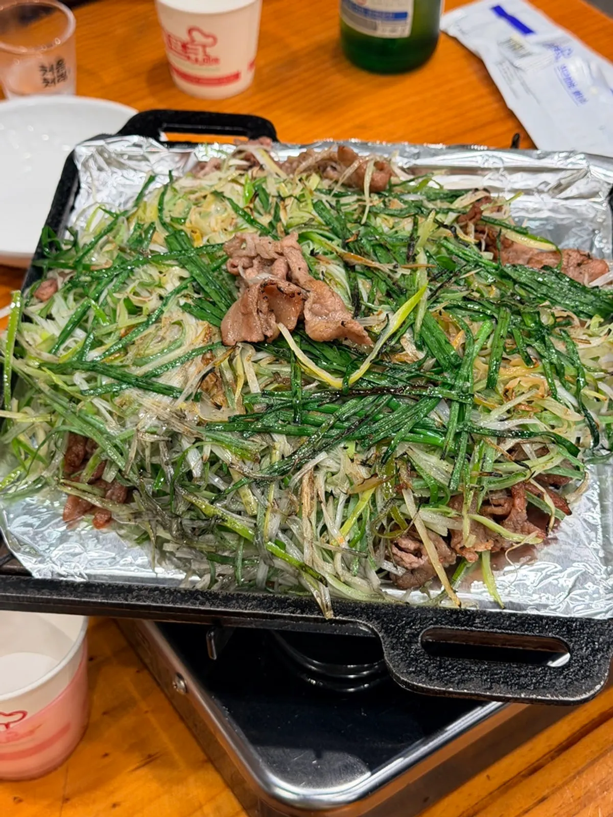 파채가 푸짐한 연탄파전불고기 상차림