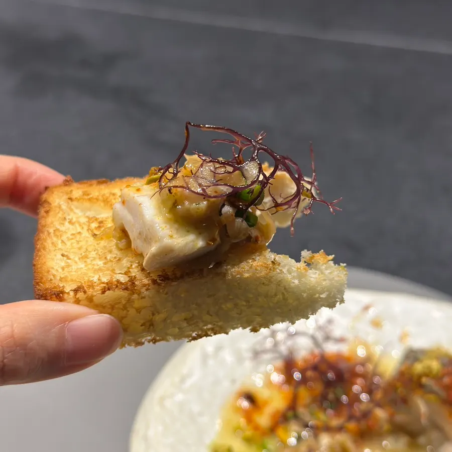 Smoked Goheung mackerel with baek-kimchi beurre blanc