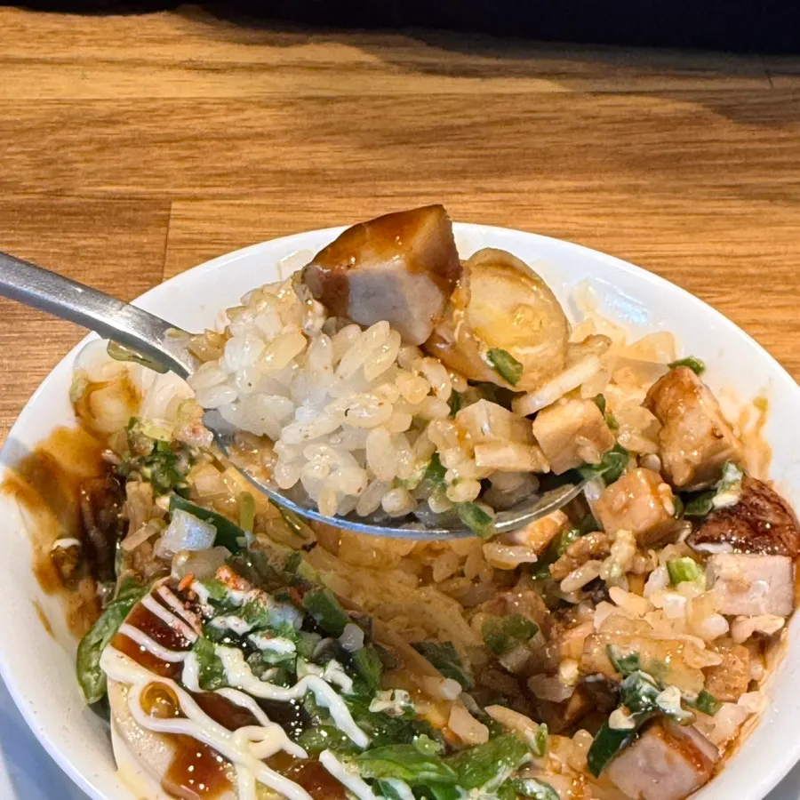A bowl of mini donburi with spicy add-on