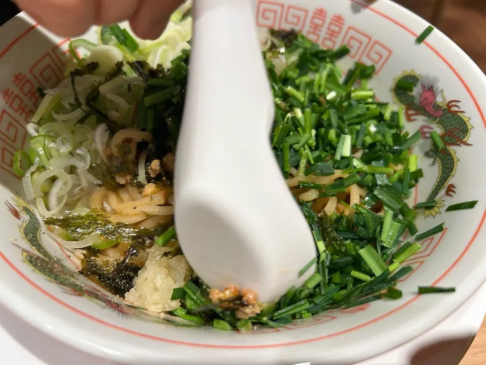 Mazesoba toppings before mixing