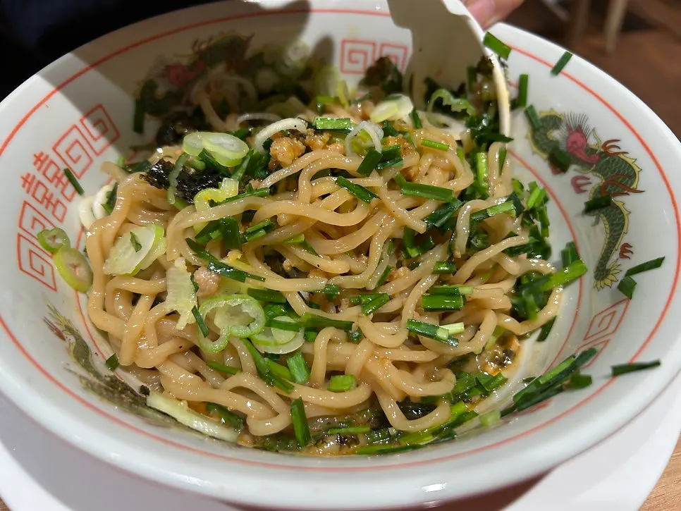 Mazesoba noodles mixed with sauce