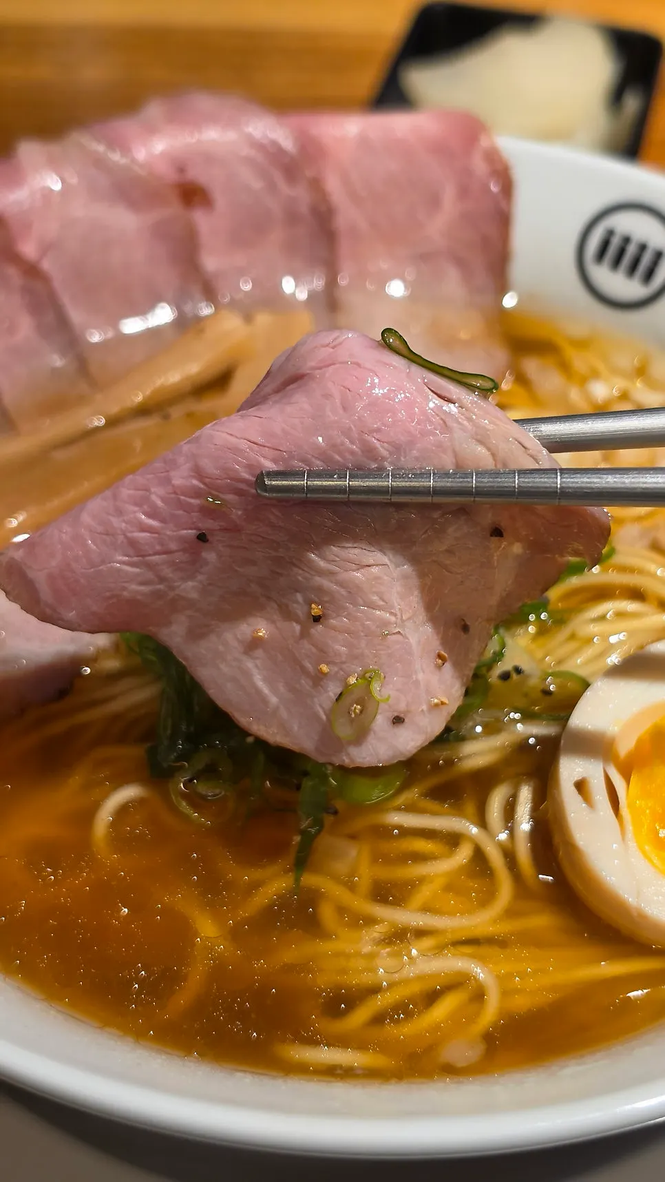 Chashu topping added to the shoyu ramen
