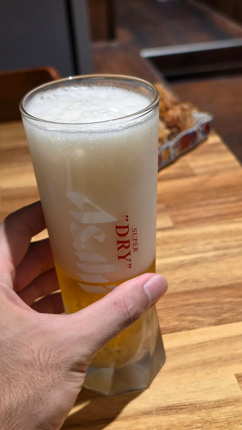 A glass filled with Japanese draft beer
