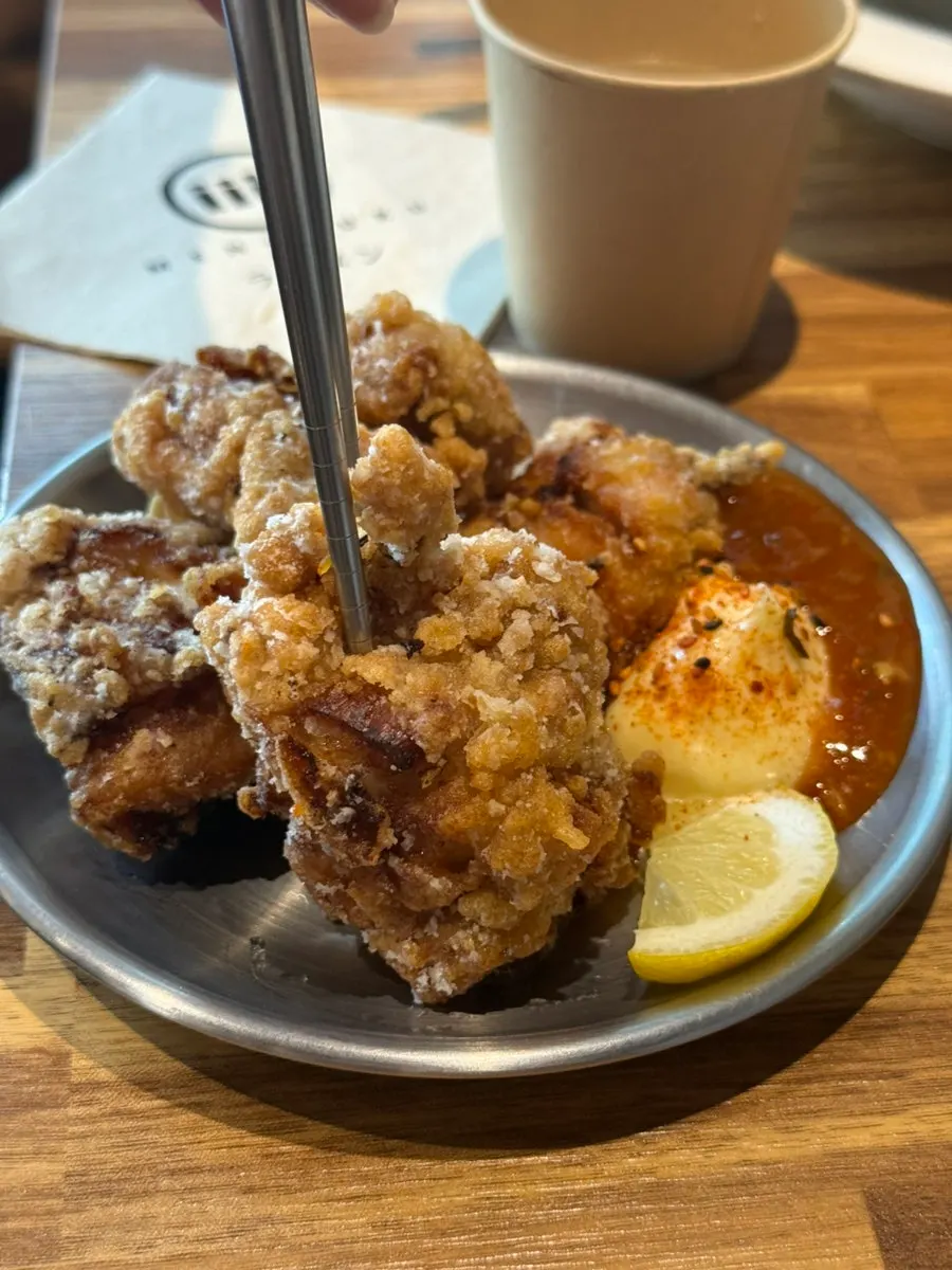 Soft-boiled tamago and meat together