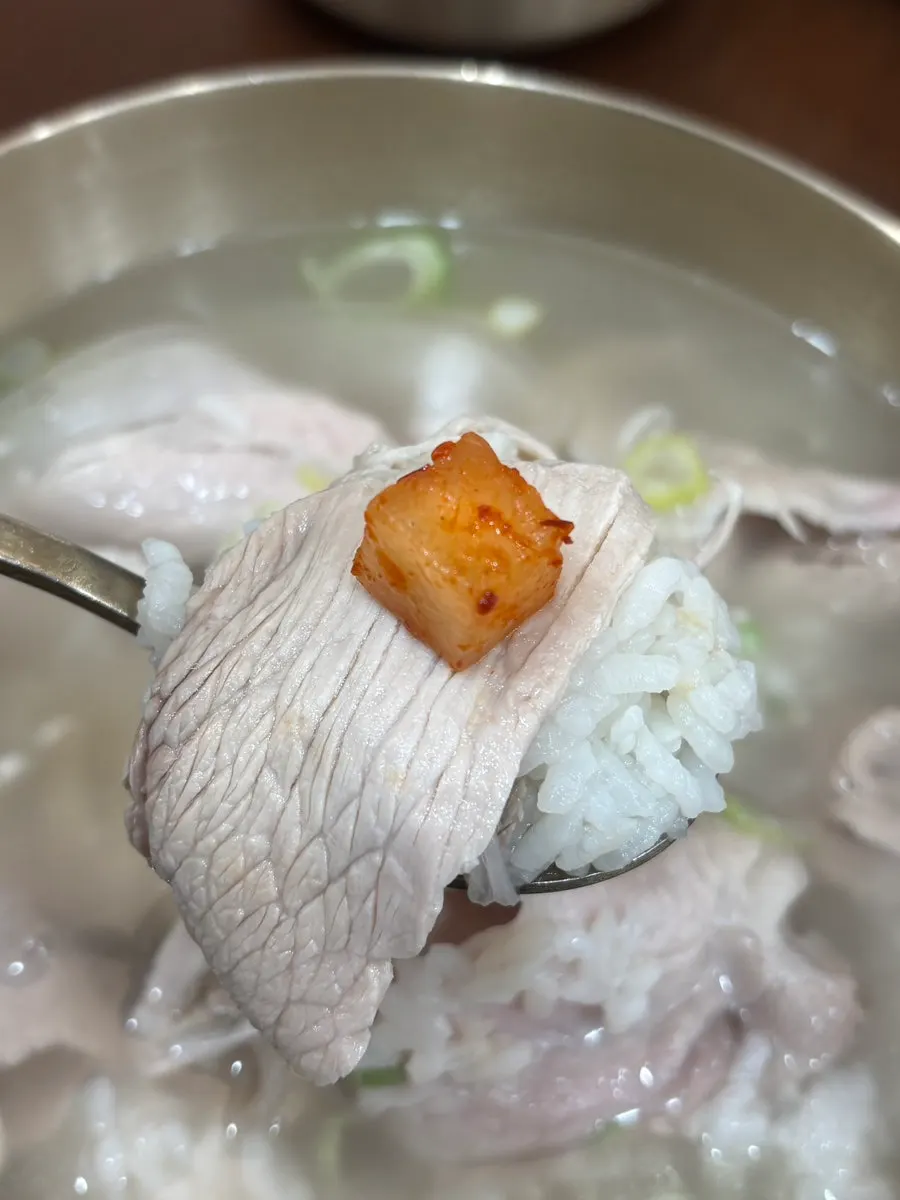 Cold pork slices with lime at Baekok Myeongdong