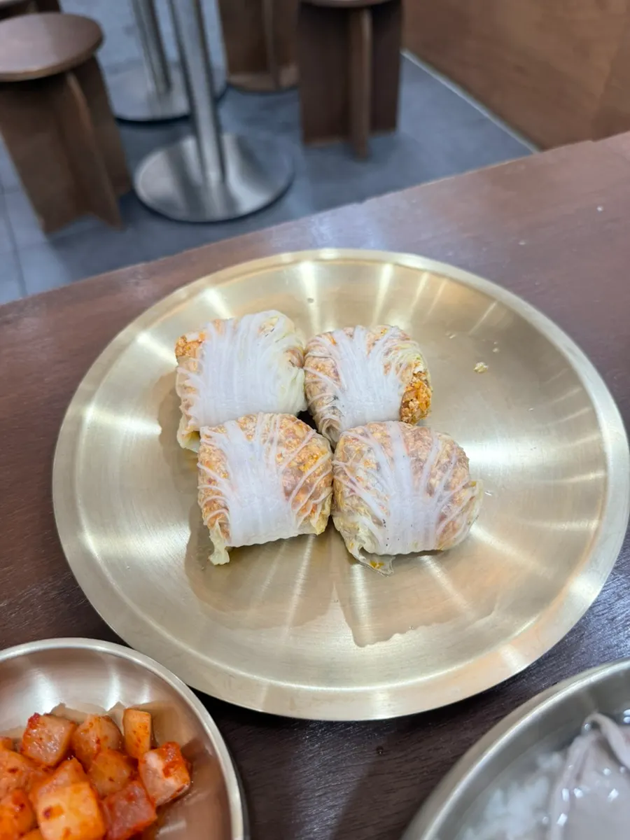 Cabbage dumpling wrapped in a cabbage leaf
