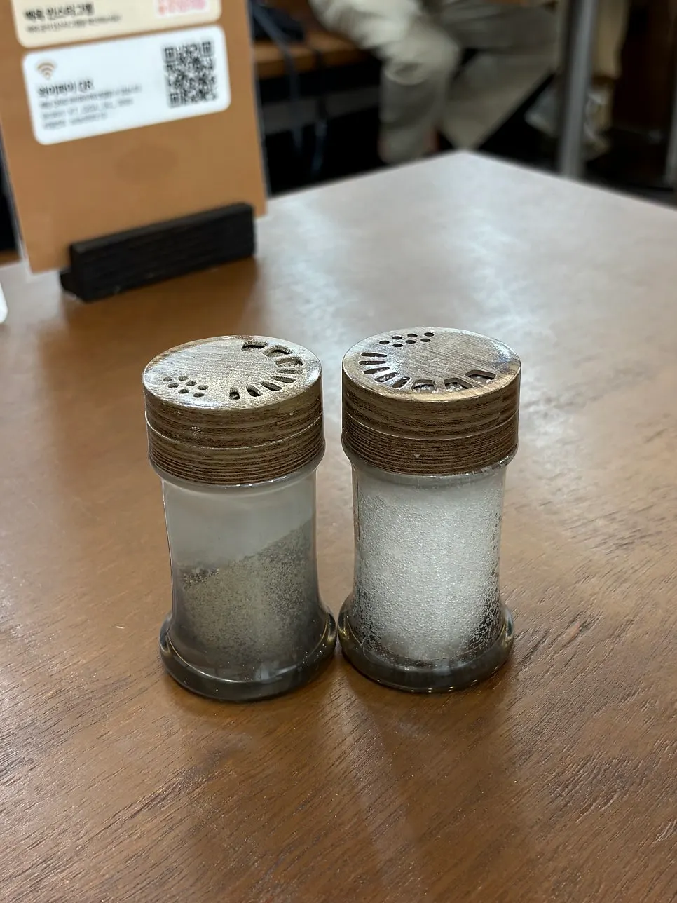 Salt and pepper on the table