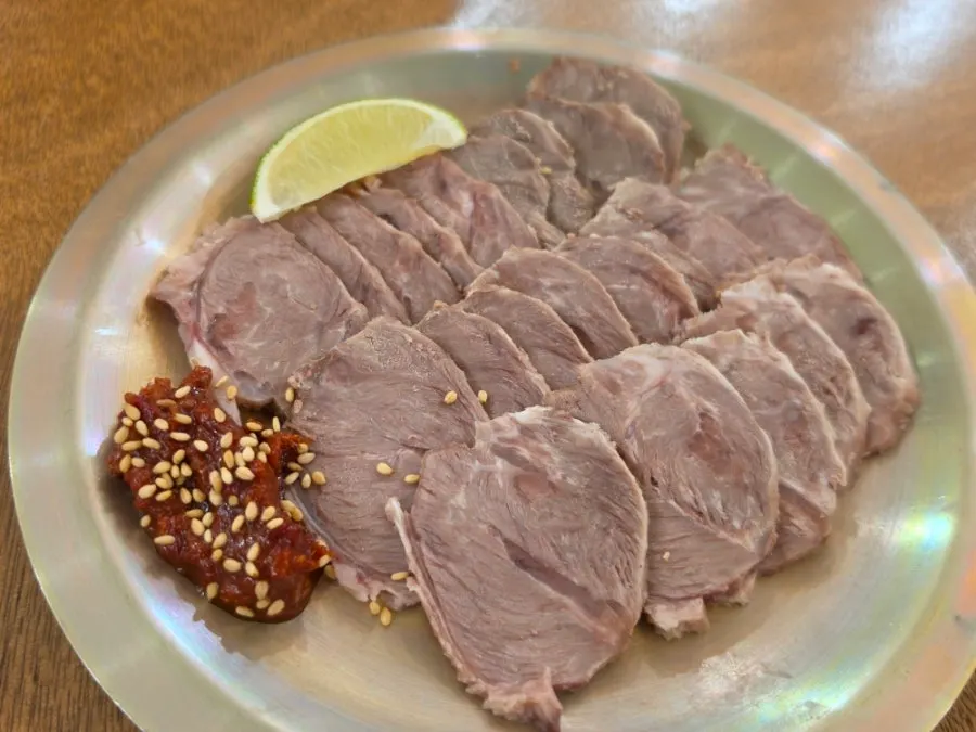 A plate of cold jeyuk made with pork cheek