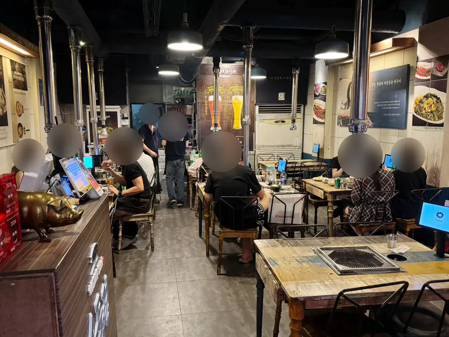 Dimly lit interior of Yuktongnyeong Myeongdong Main Branch