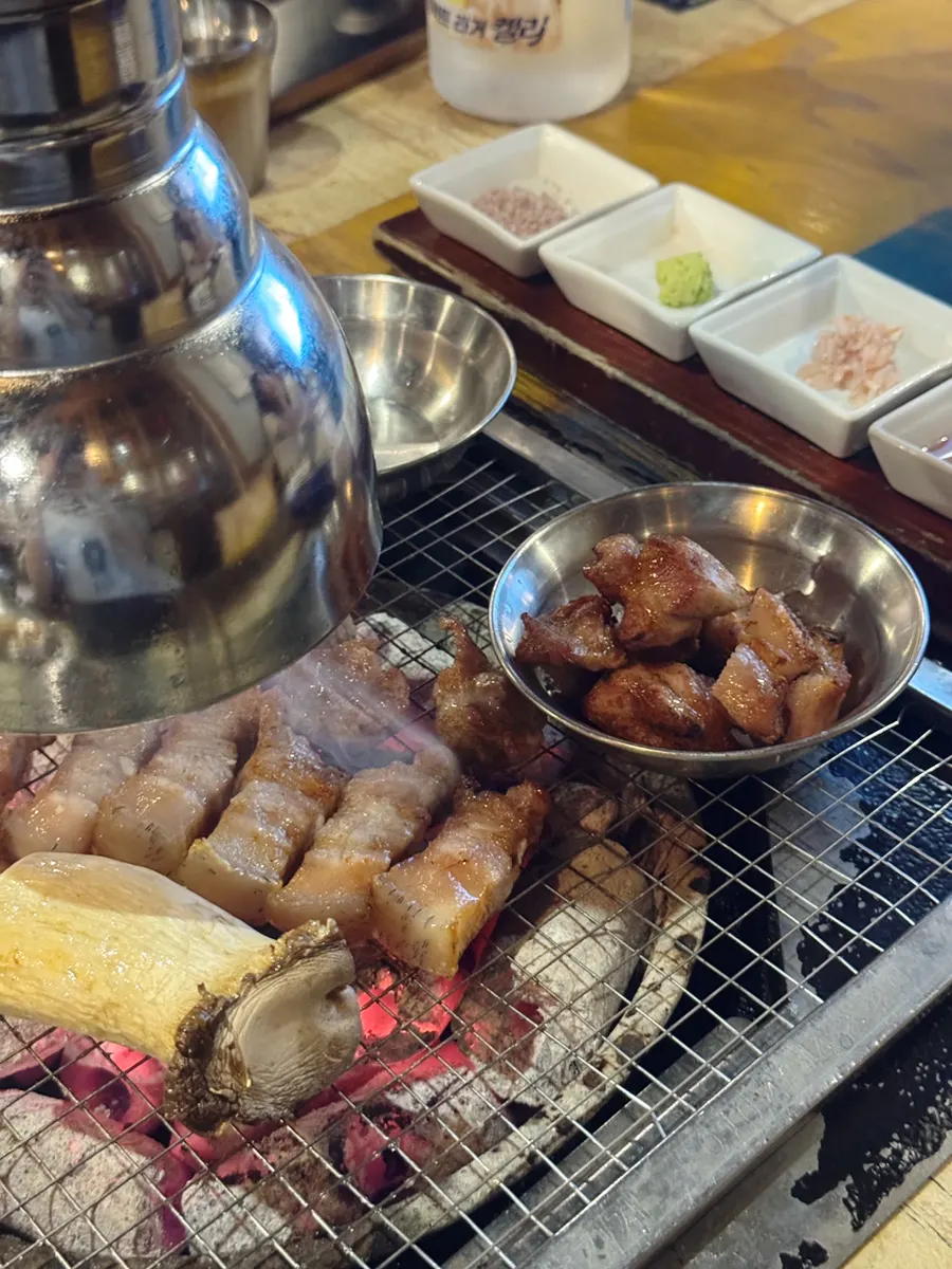 Plate of fully cooked black pork neck