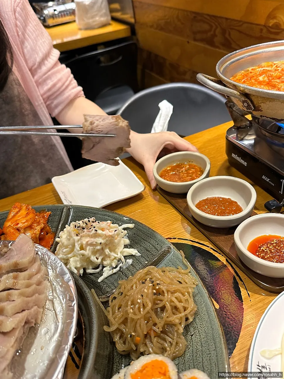 Three dipping sauces served with the bossam