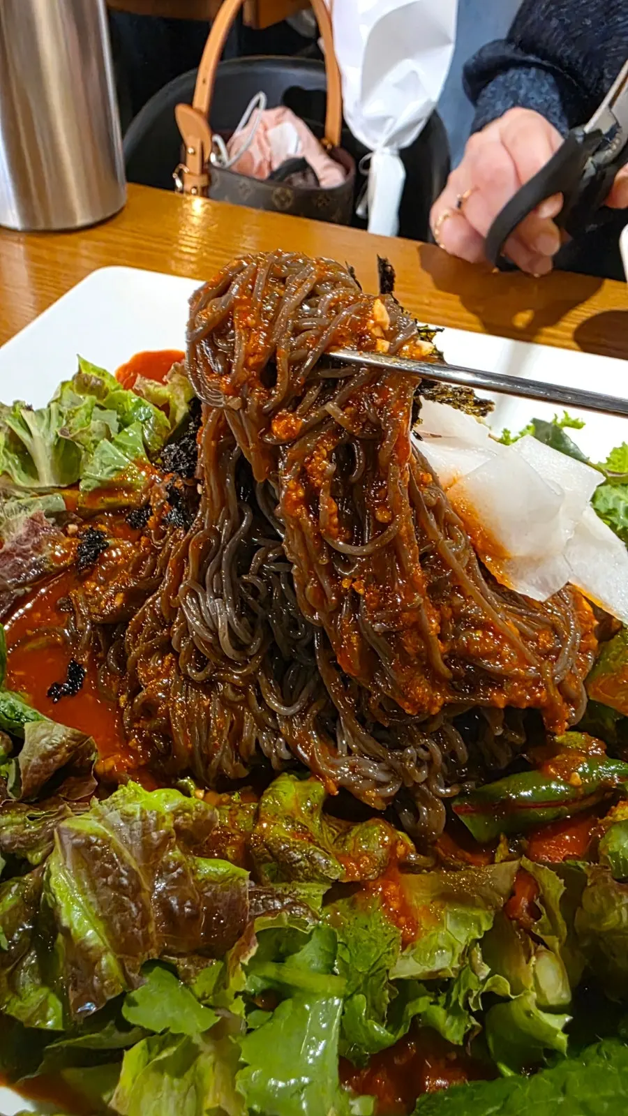 Jokbal and buckwheat platter noodle combination near Euljiro 1-ga at Miss Jokbal