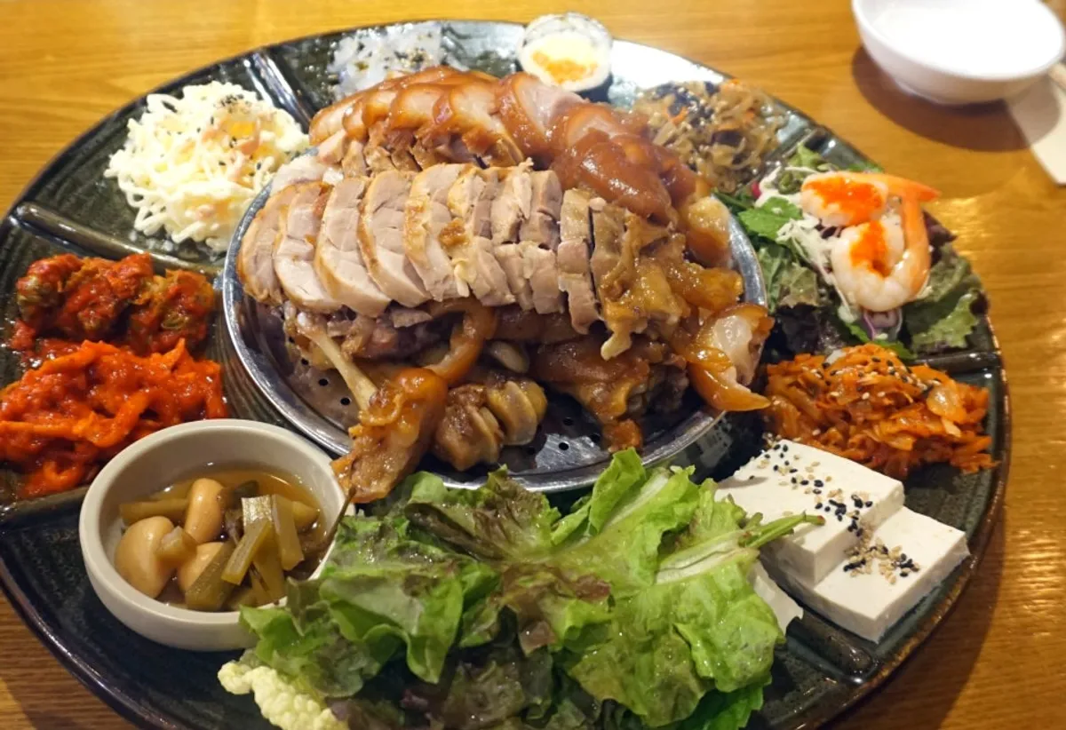 Signature food spread at Miss Jokbal Seoul Myeongdong Branch