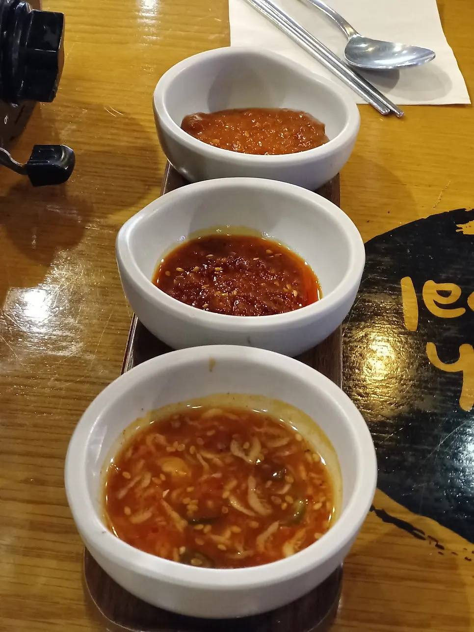 Salted shrimp, ssamjang, and spicy sauce image