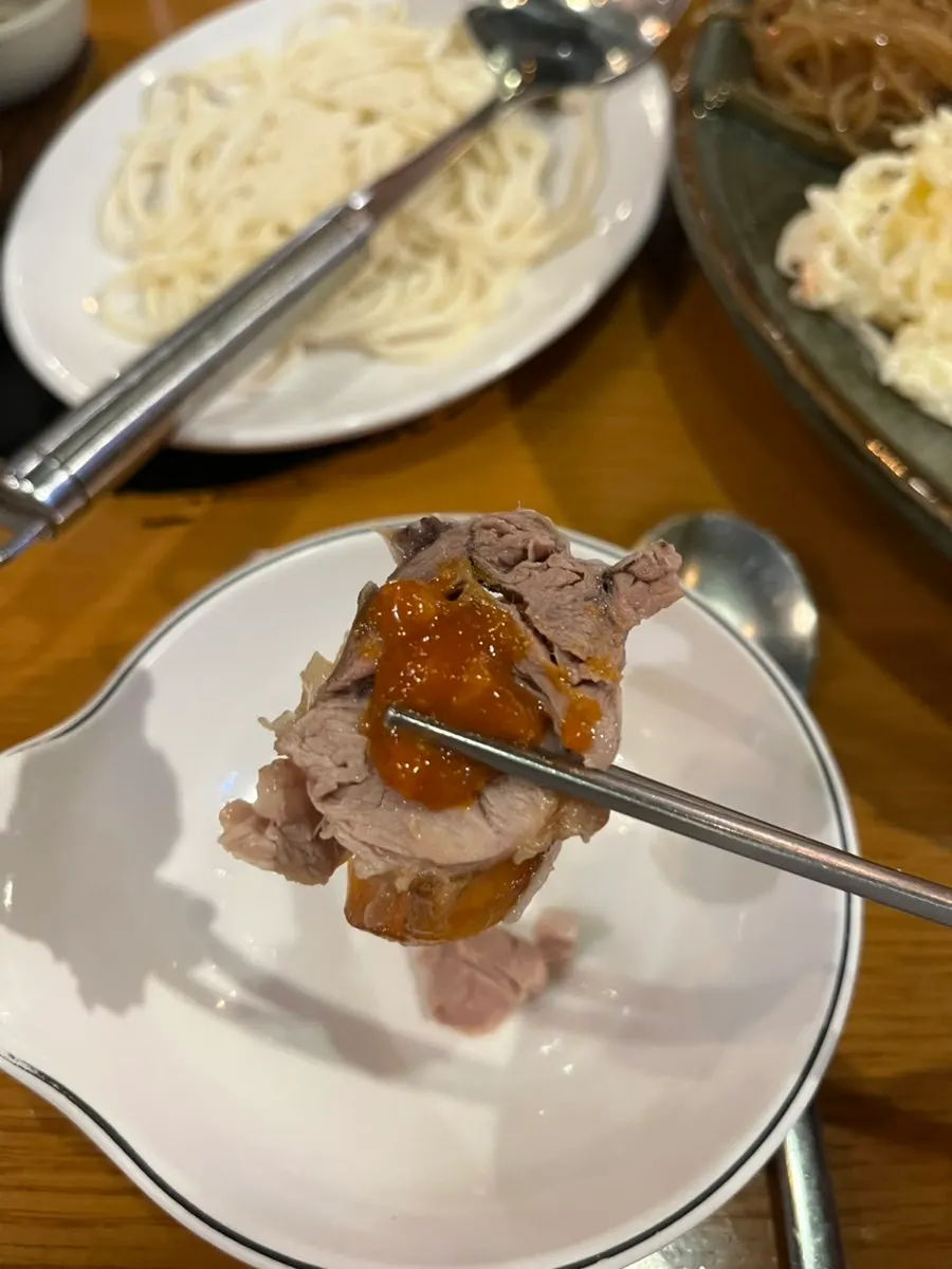Sliced jokbal meat on a plate