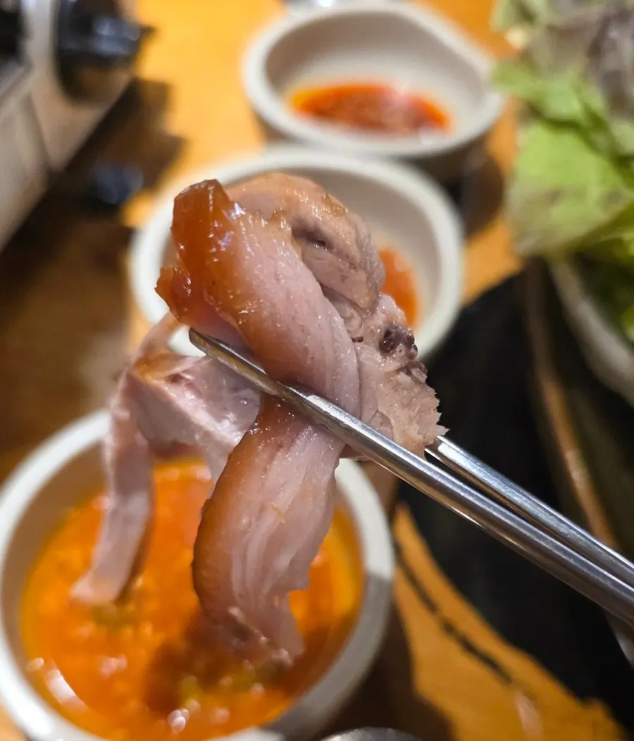 Three sauces served alongside the jokbal