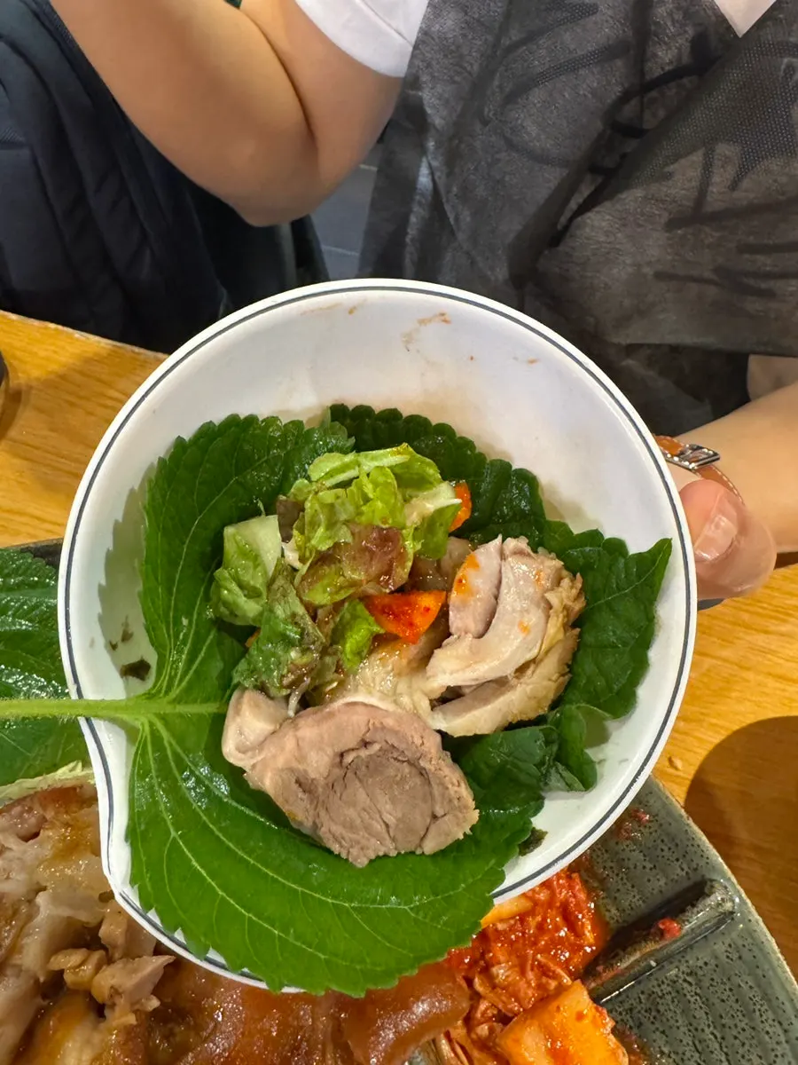 Jokbal wrapped in perilla leaf