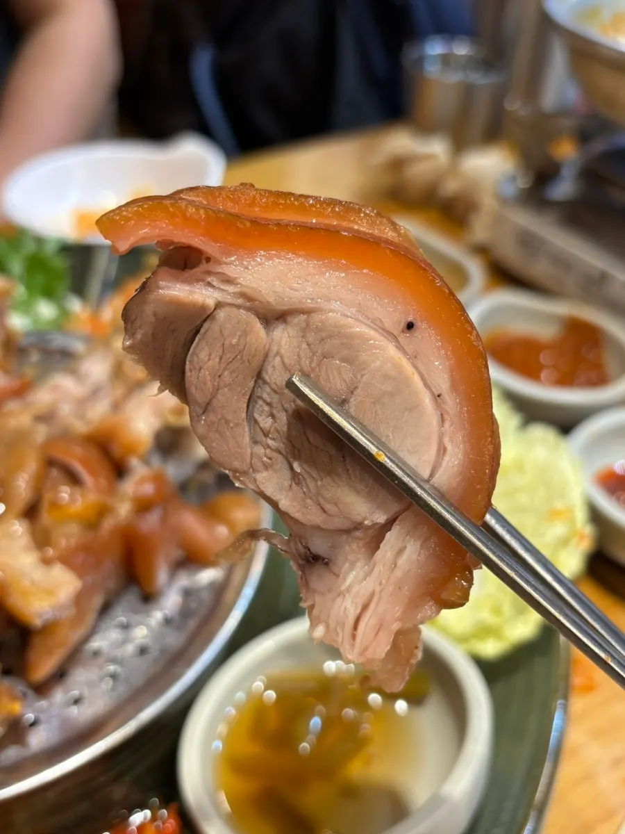 야들야들한 족발 살코기 클로즈업