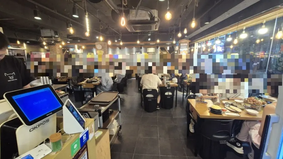 Miss Jokbal restaurant interior packed with customers at 6pm