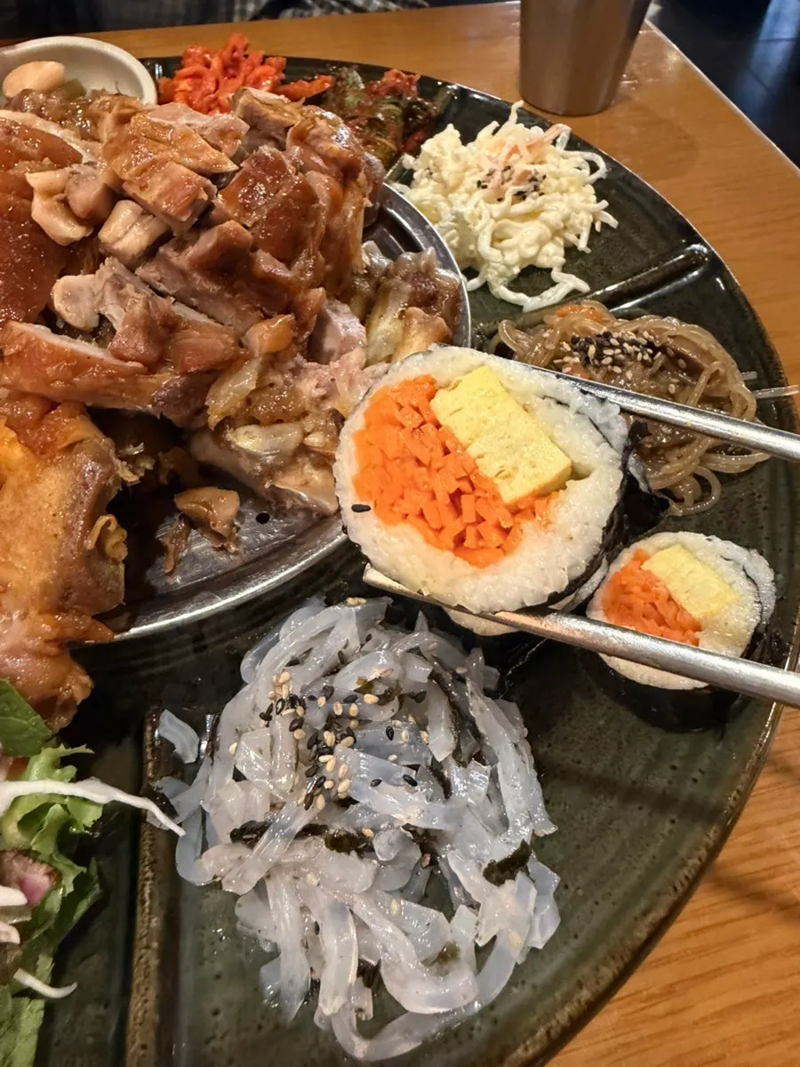 Cellophane noodle salad and japchae side dishes