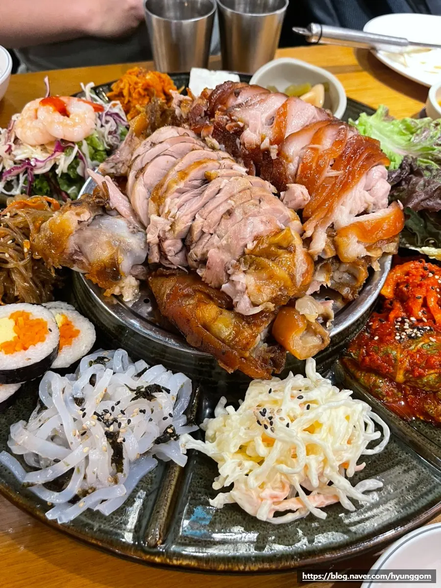 The Emperor's Jokbal spread laid out on the table
