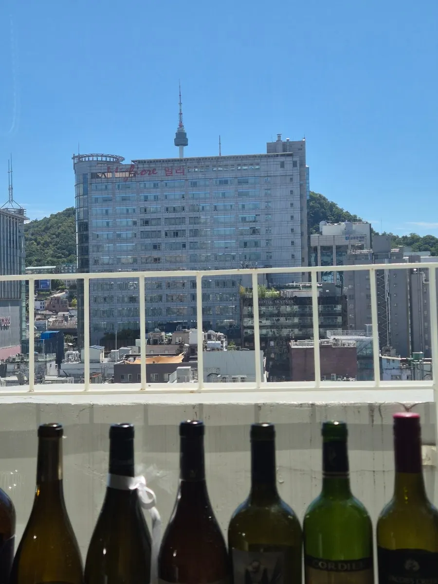 Table seat with a view of Namsan Tower through the window